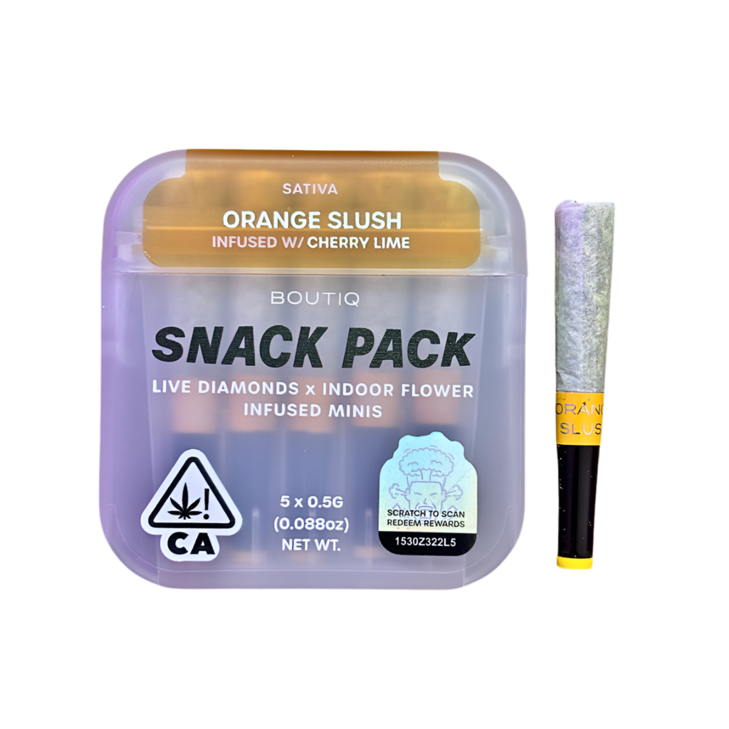 BOUTIQ “SNACK PACK” ”ORANGE SLUSH” INFUSED WITH “CHERRY LIME” PRE-ROLL PACK” PRE-ROLL PACK; SATIVA STRAIN
