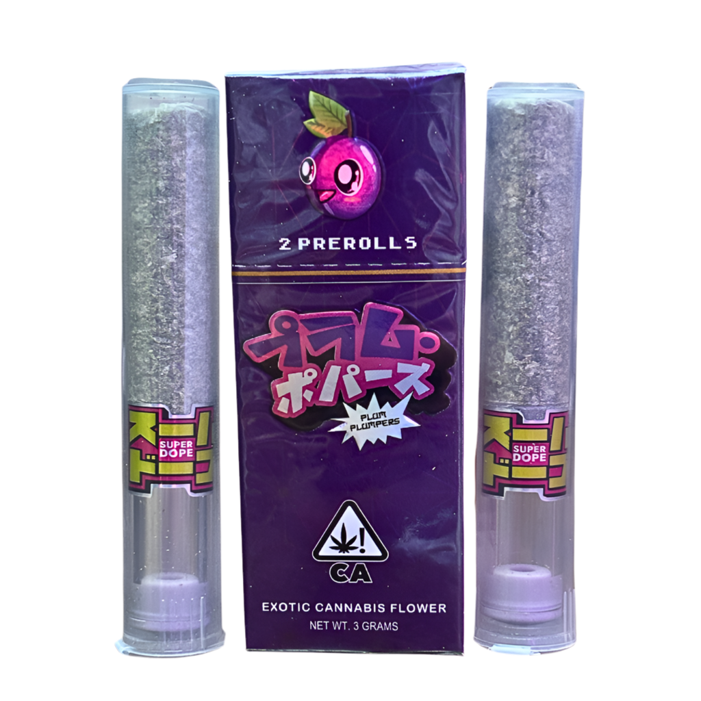 SUPER DOPE “PLUM POPPERZ” 2 PACK PRE-ROLLS; HYBRID STRAIN