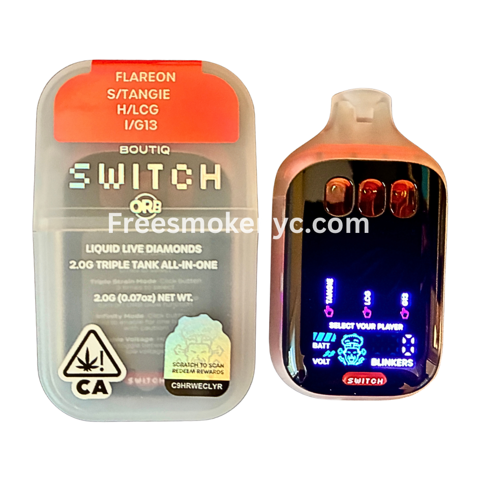 Boutiq Switch V5 three in one disposable vape gum edition on a transparent background