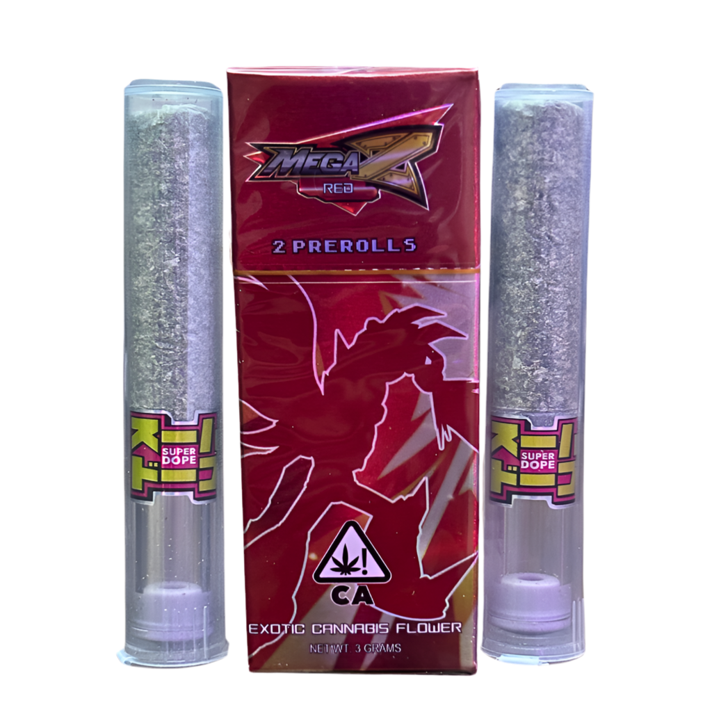 SUPER DOPE “MEGA Z RED” 2 PACK PRE-ROLLS; HYBRID STRAIN