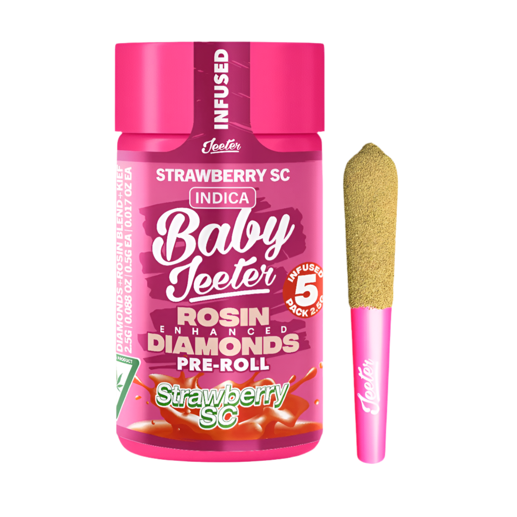 BABY JEETER "STRAWBERRY SHORTCAKE" INFUSED PRE-ROLL JAR; INDICA STRAIN