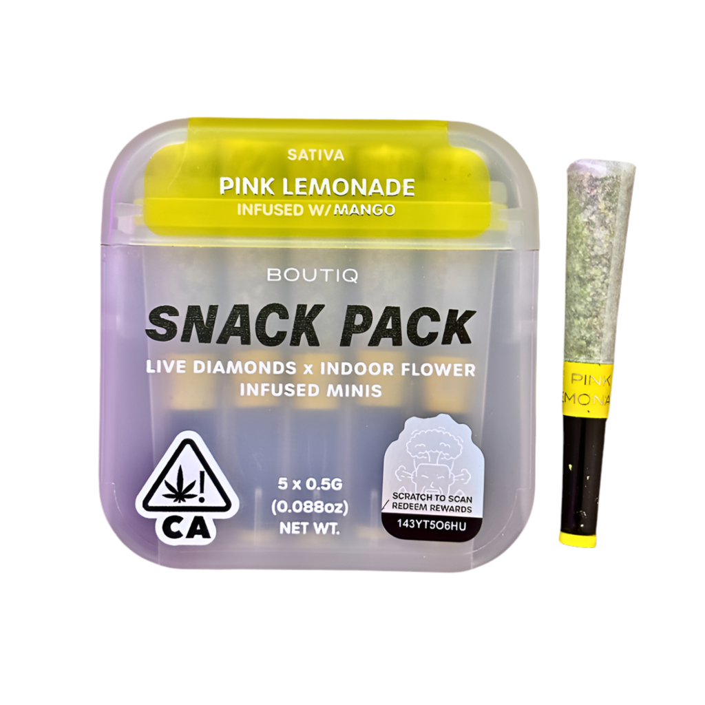 BOUTIQ “SNACK PACK” ”PINK LEMONADE ” INFUSED WITH “MANGO” PRE-ROLL PACK; SATIVA STRAIN