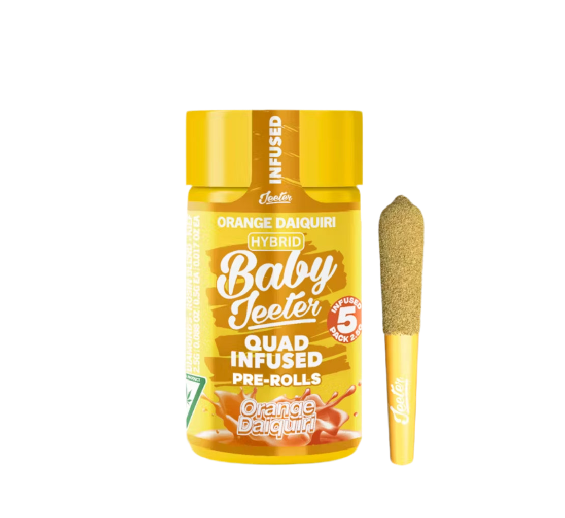 BABY JEETER "ORANGE DAIQUIRI" INFUSED PRE-ROLL JAR; HYBRID STRAIN