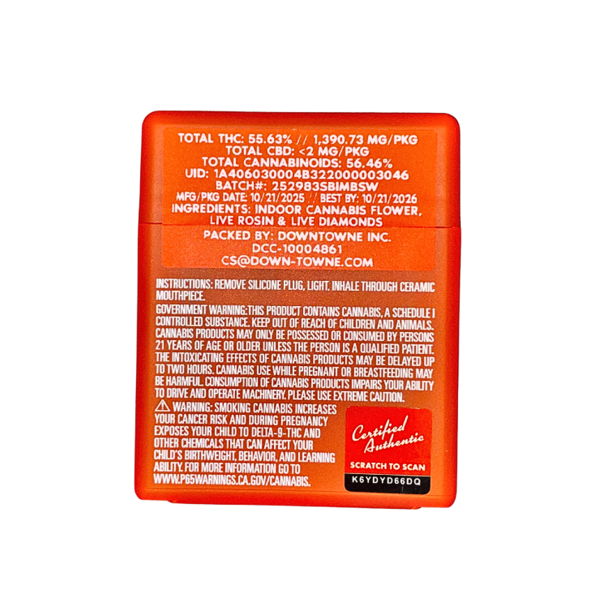 Sherbinskis Taziki indica strain packaging and product information on a transparent background