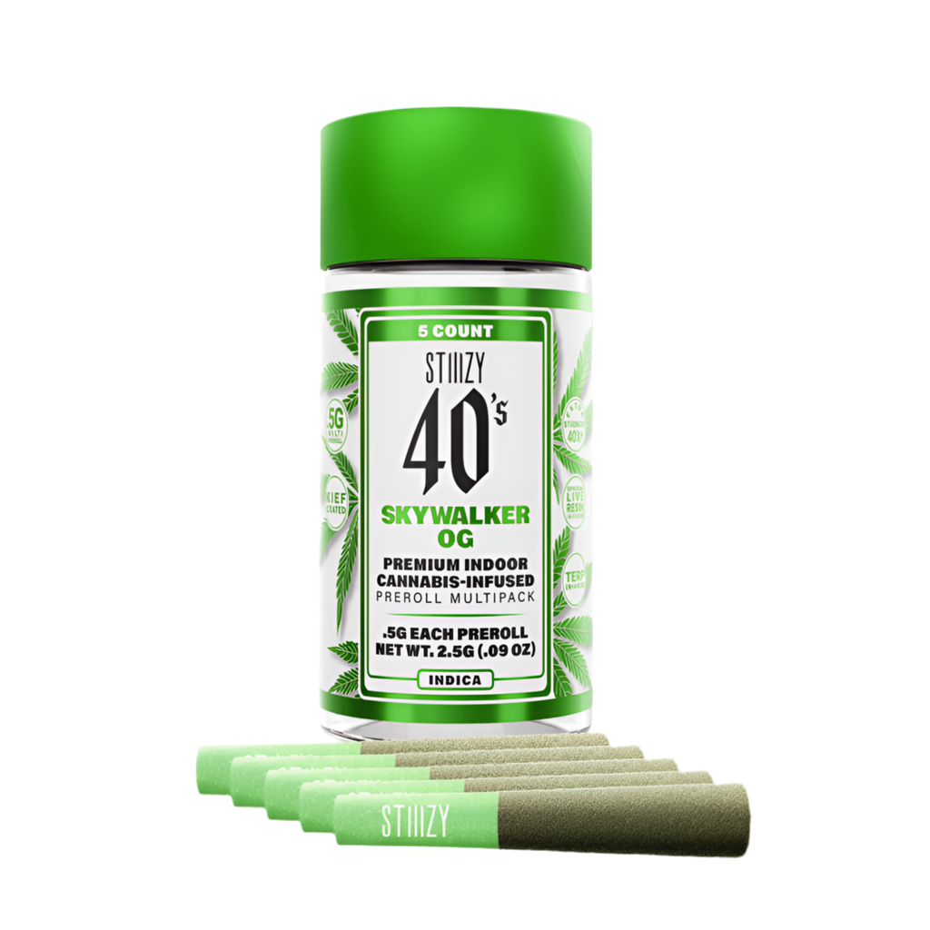 STIIIZY 40's "SKYWALKER OG"INFUSED PRE-ROLLS; INDICA STRAIN
