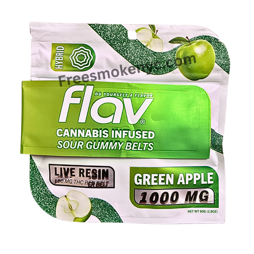Flav Green Apple infused sour gummy 1000mg hybrid packaging