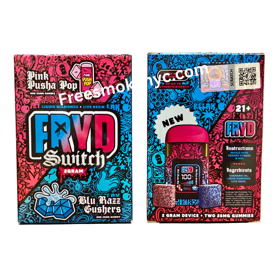 Fryd Switch 2 gram disposable two flavors in one featuring two edible gummies