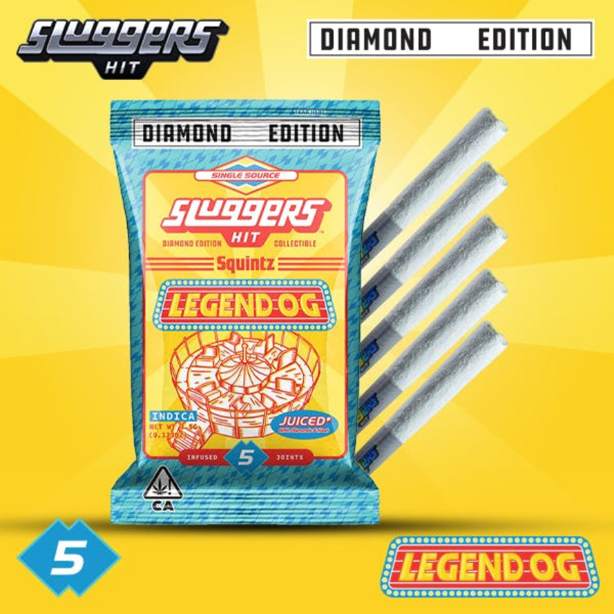 SLUGGERS HIT "LEGEND OG" DIAMOND AND HASH INFUSED PRE-ROLLS; INDICA STRAIN