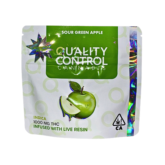 Quality Control cannabis Sour Green Apple gummies on transparent background