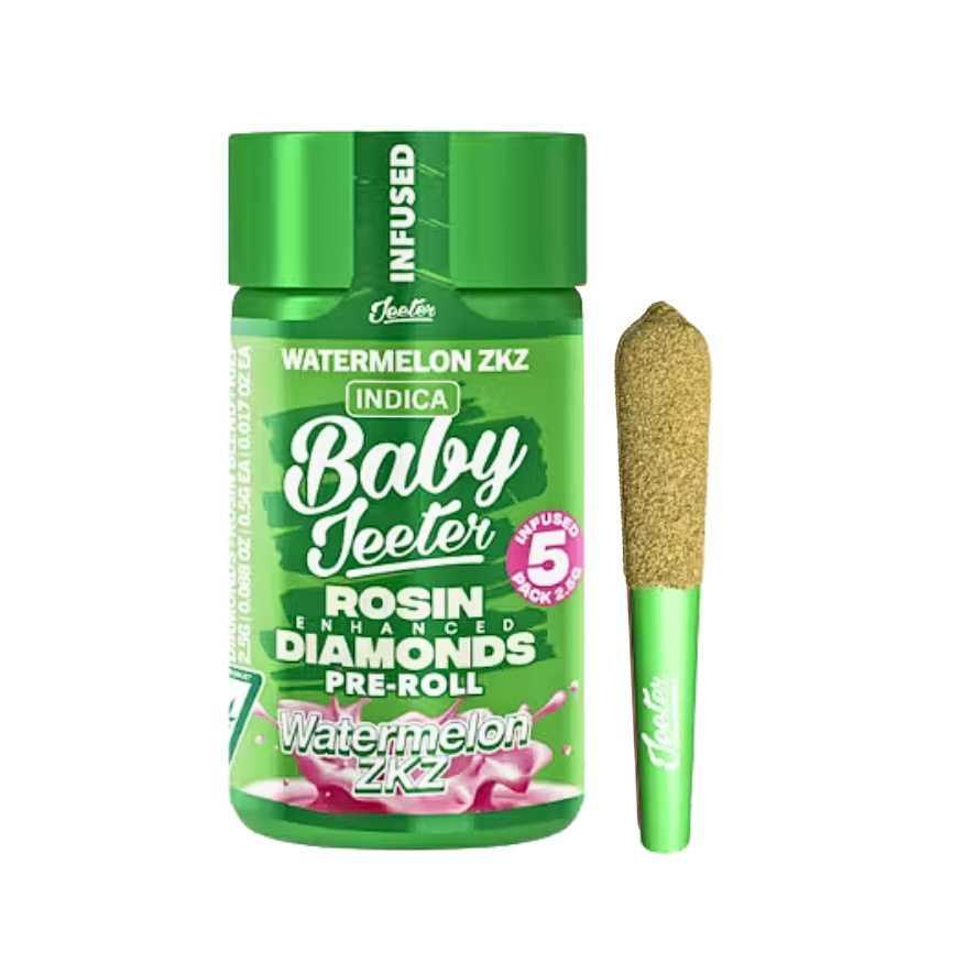 BABY JEETER “WATERMELON ZKZ" INFUSED PRE-ROLL JAR; INDICA STRAIN