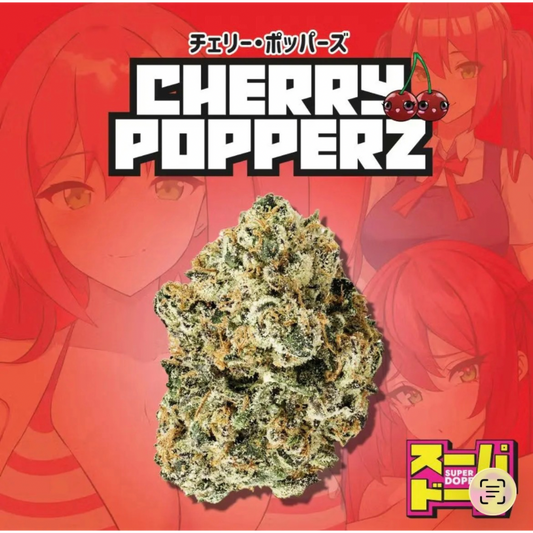 Super Dope Cherry Popperz exotic cannabis with anime figure