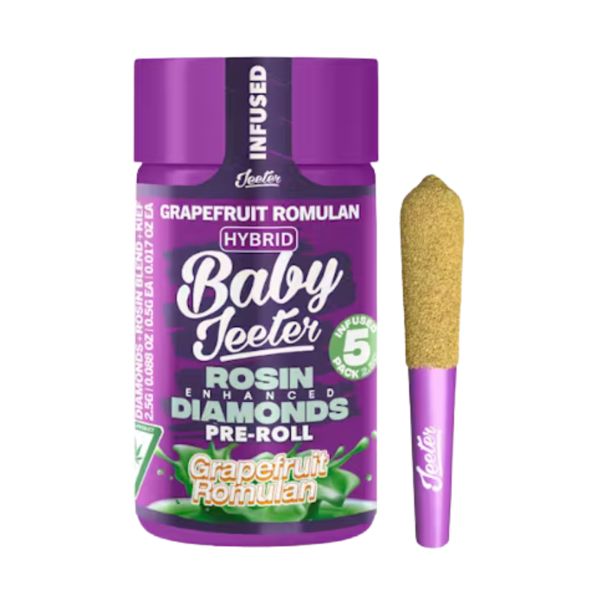 BABY JEETER "GRAPEFRUIT ROMULAN" ROSIN ENHANCED PRE-ROLLS; HYBRID STRAIN
