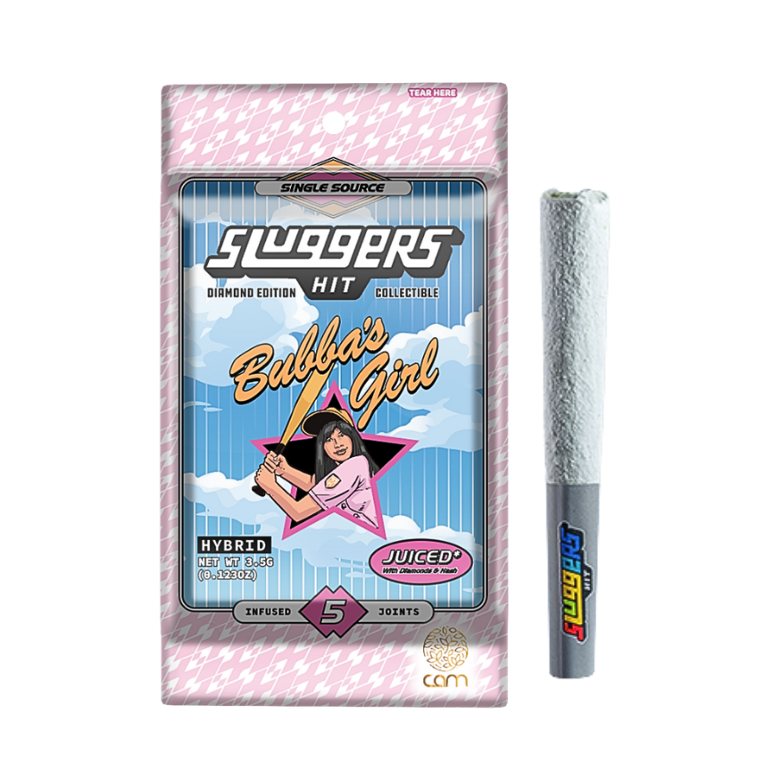 Sluggers Hit Bubbas Girl Hybrid infused pre-roll multi-pack; hybrid strain