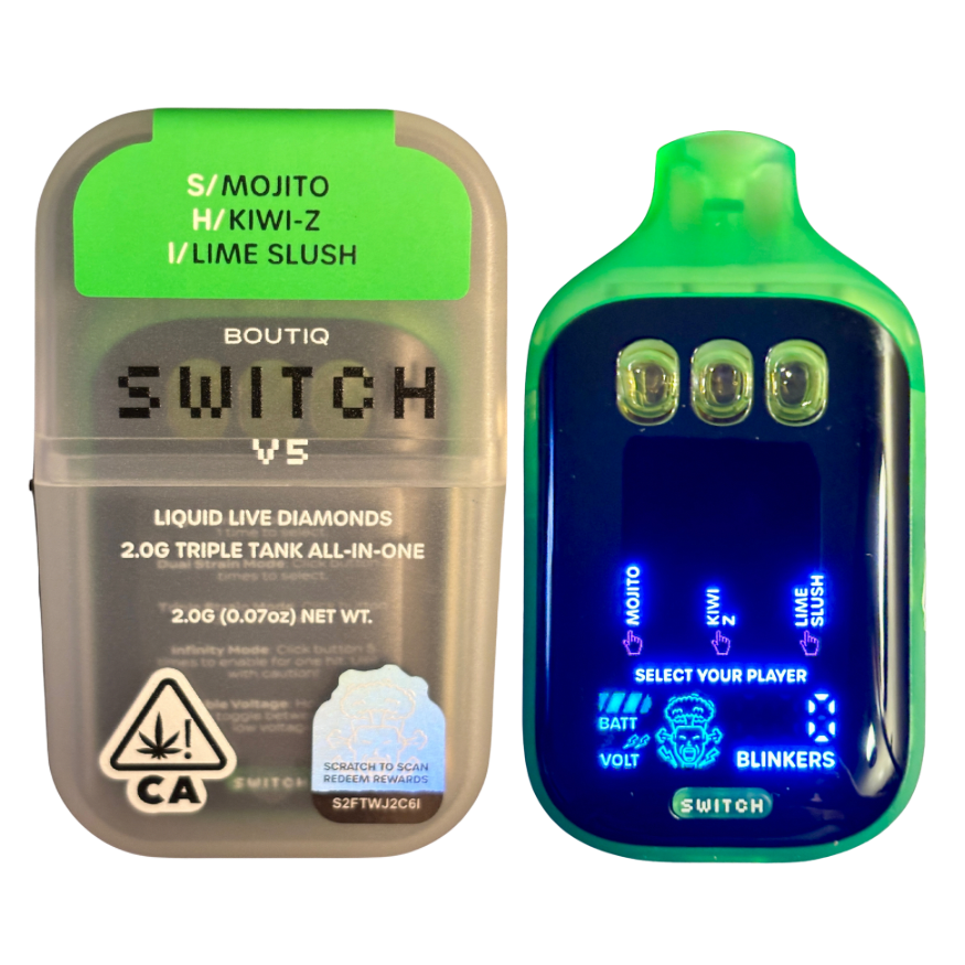 Boutiq Switch V5 3-in-1 Disposable Vape | Mojito, Kiwi-Z, Lime Slush Boutiq Switch V5 3-in-1 Disposable Vape | Mojito, Kiwi-Z, Lime Slush