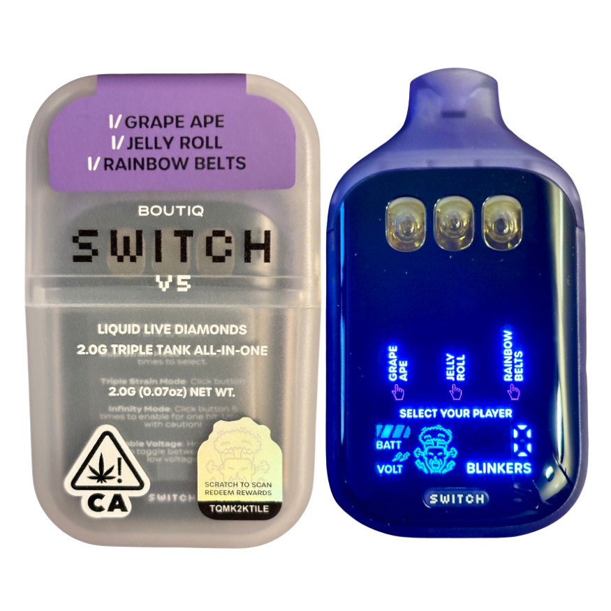 Boutiq Switch V5 (3 in 1) - Grape Ape, Jelly Roll & Rainbow Belts Vape Boutiq Switch V5 (3 in 1) - Grape Ape, Jelly Roll & Rainbow Belts Vape