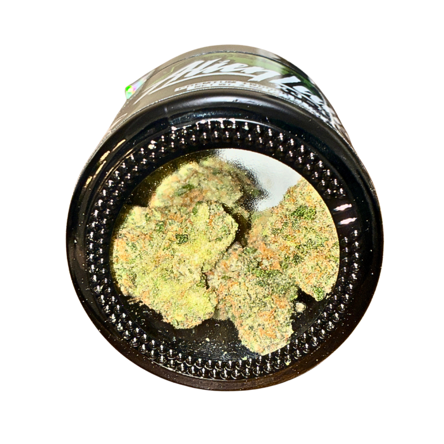Dense XJ-13 cannabis buds on a transparent background.