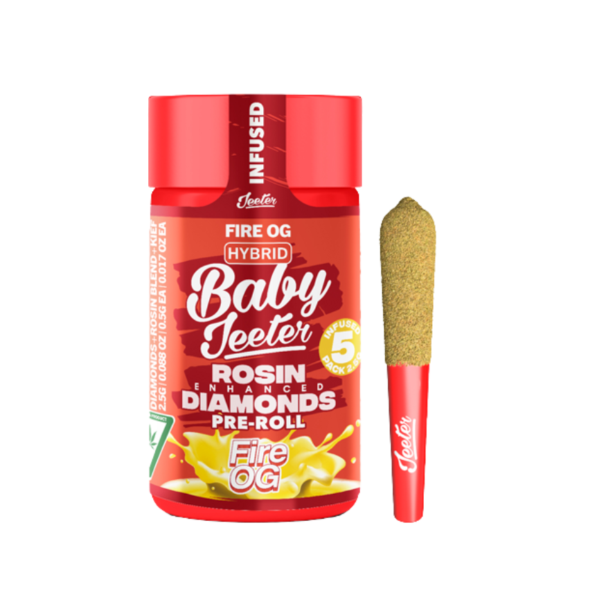BABY JEETER "FIRE OG" INFUSED PRE-ROLL JAR; HYBRID STRAIN