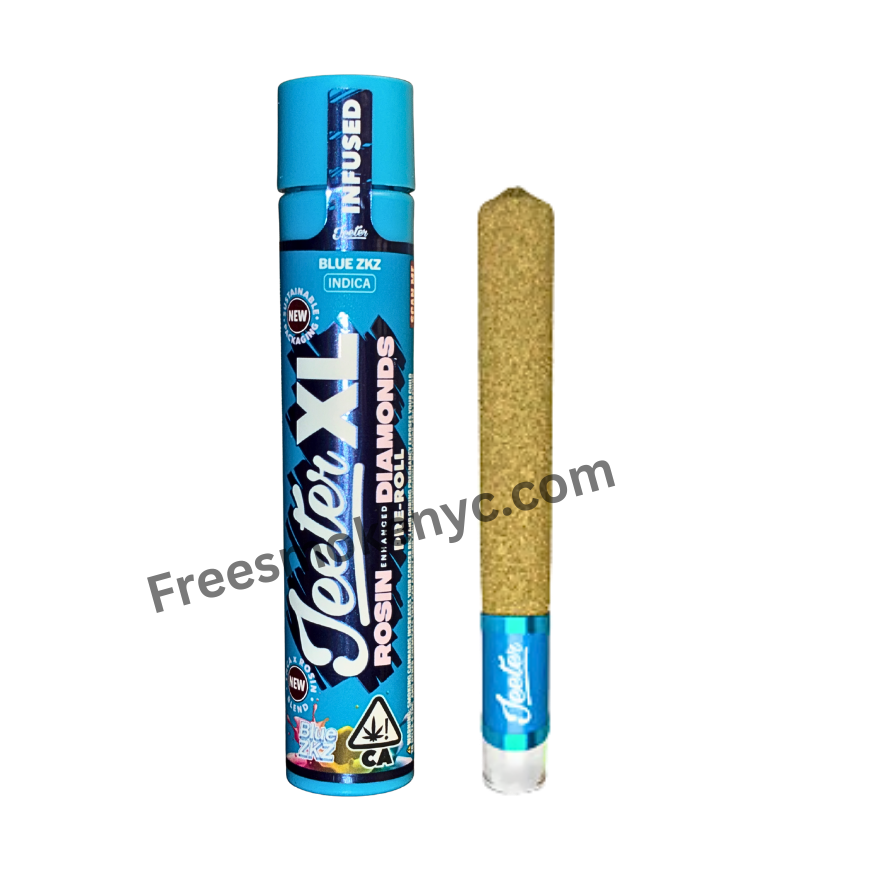 JEETER XL BLUE ZKZ 2G INFUSED PRE-ROLL; INDICA STRAIN ON TRANSPARENT BACKGROUND