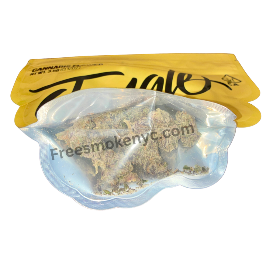 Jungle Boys “Blu OG” cannabis flower displayed on a transparent background.