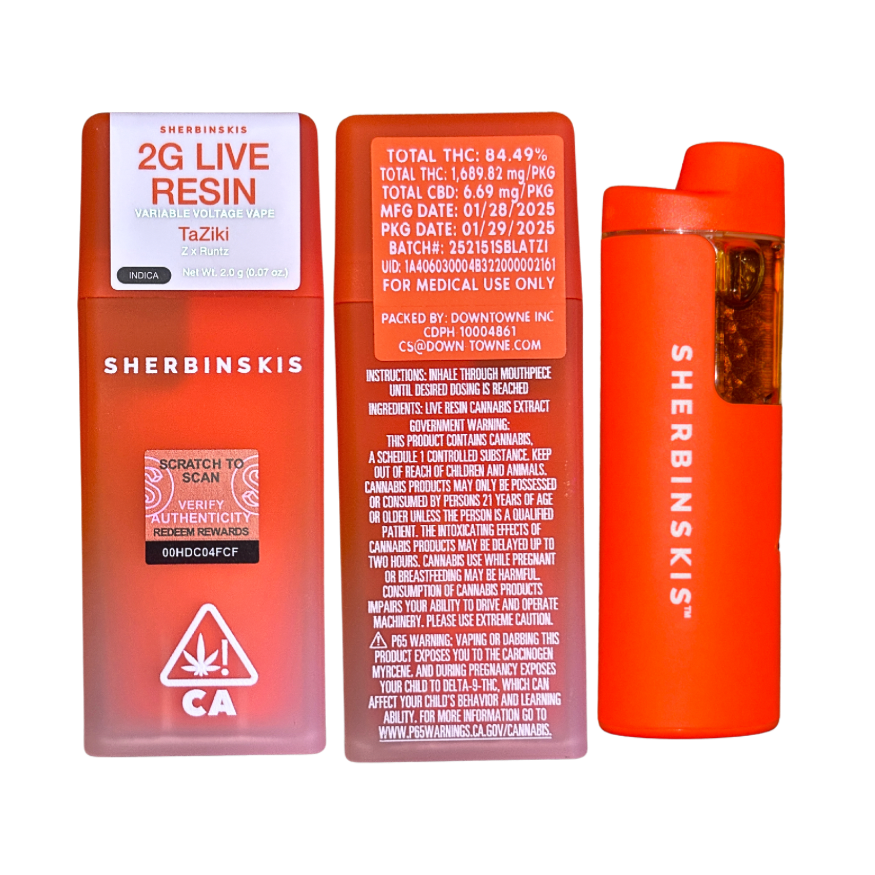 SHERBINSKI "TAZIKI” 2G LIVE RESIN DISPOSABLE