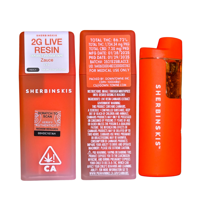 SHERBINSKI "ZAUCE" 2G LIVE RESIN DISPOSABLE