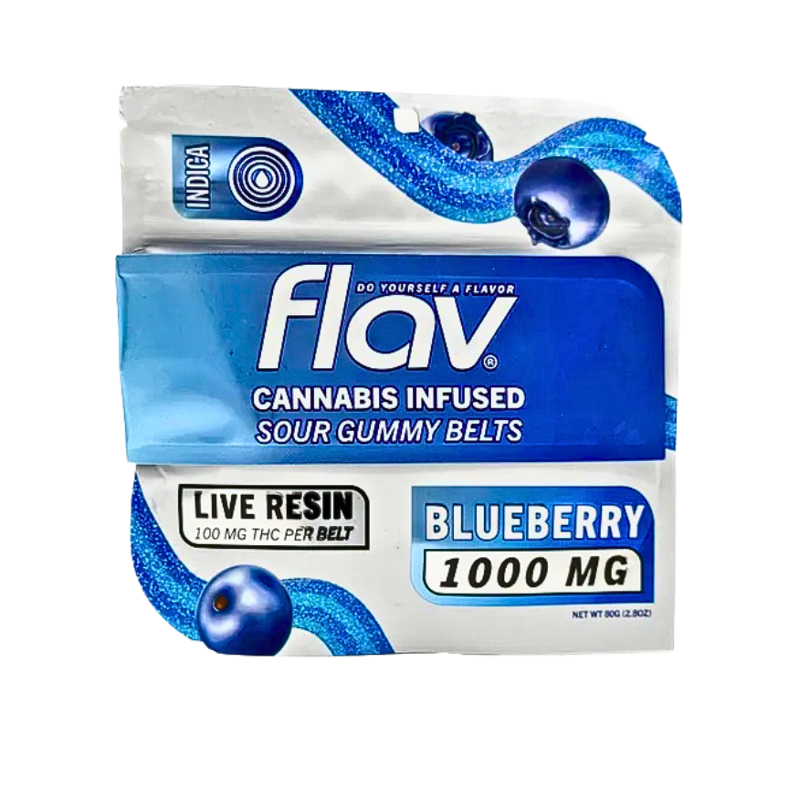 FLAV "BLUEBERRY" SOUR GUMMY BELTS; 1000mg per pack