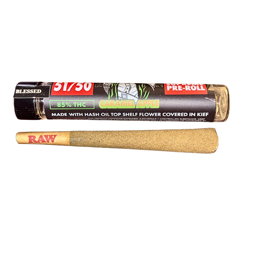 NINE LIVEZ x 51/50 "CARAMEL APPLE" 2G HASH ROSIN INFUSED PRE-ROLL