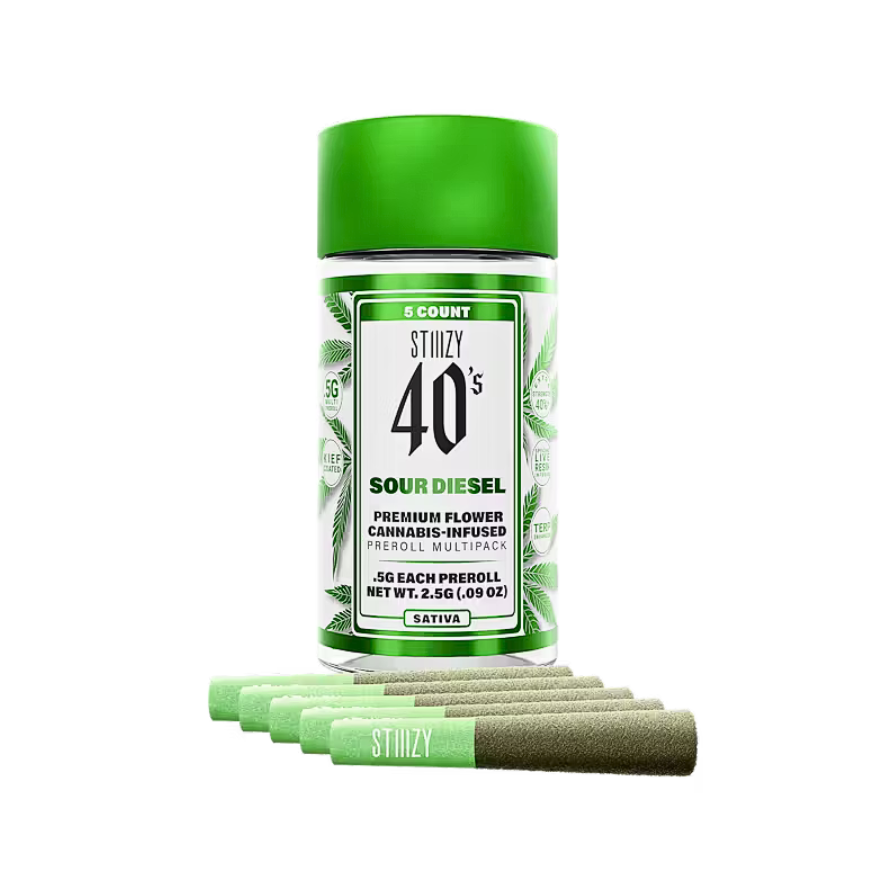 STIIIZY 40'S SOUR DIESEL SATIVA INFUSED PRE-ROLLS