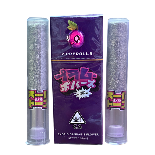 SUPER DOPE “PLUM POPPERZ”  2 PACK PRE-ROLLS; HYBRID STRAIN 