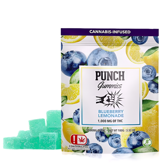PUNCH THC INFUSED GUMMIES
"BLUEBERRY LEMONADE”