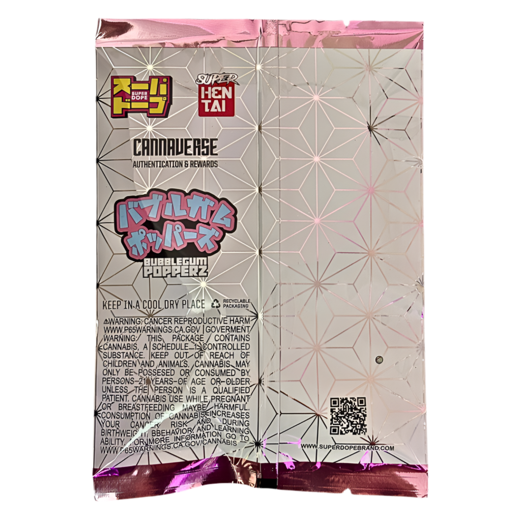 SUPER DOPE “BUBBLEGUM POPPERZ” EXOTIC CANNABIS FLOWER; HYBRID STRAIN 