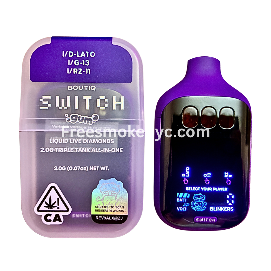 Boutiq Switch Gum Edition 2g Triple Tank Indica Vape - 90.90% THC