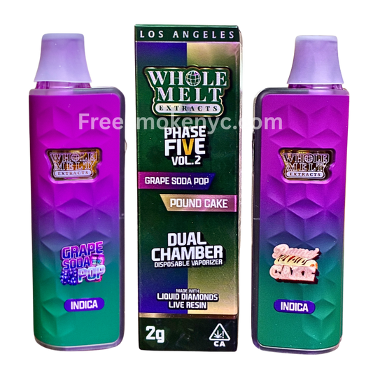 'Whole Melt Extracts' Grape Soda Pop and Pound Cake Disposable and packaging on a transparent background