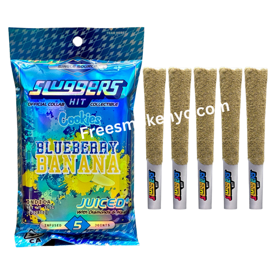 Sluggers Hit Blueberry Banana indica infused prerolls