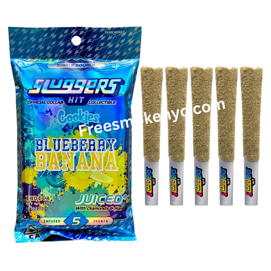 Sluggers Hit Blueberry Banana indica infused prerolls