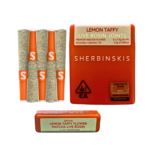 SHERBINSKIS "LEMON TAFFY" LIVE ROSIN INFUSED PRE-ROLLS