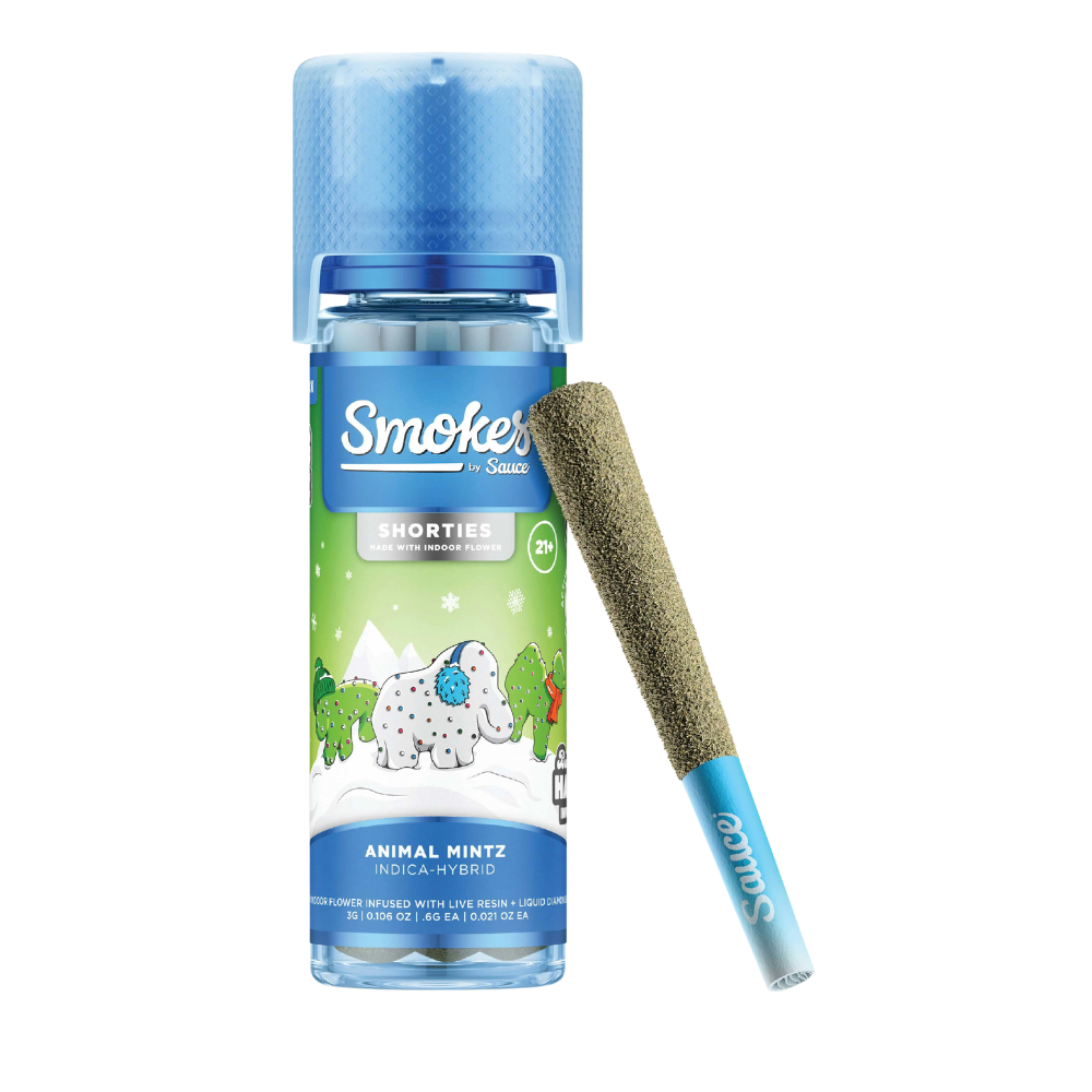 SHORTIES BY SAUCE ANIMAL MINTZ, INDICA/HYBRID STRAIN INFUSED PRE-ROLL MULTI-PACK