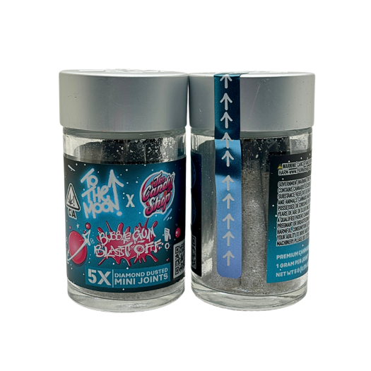 to the moon hybrid bubblegum blast off infused preroll jar 