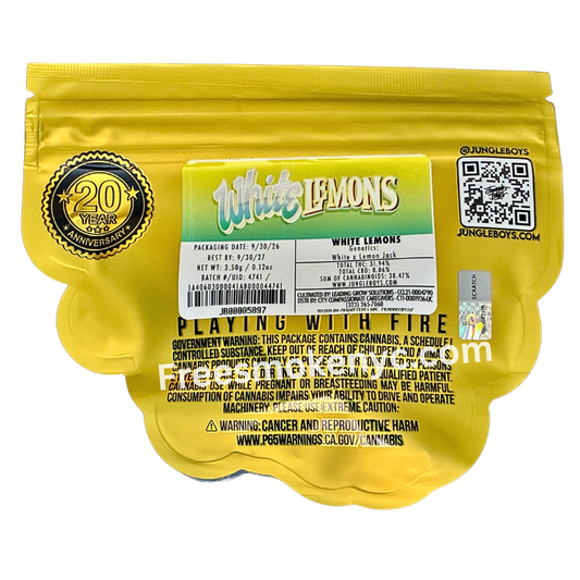 Jungle Boys White Lemons cannabis packaging on a transparent background 