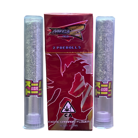 SUPER DOPE “MEGA Z RED” 2 PACK PRE-ROLLS; HYBRID STRAIN