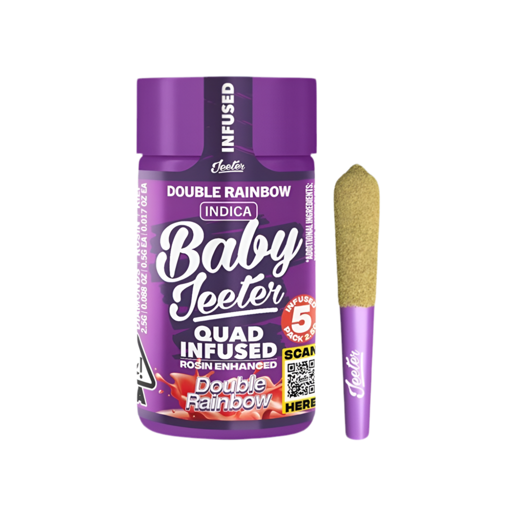 BABY JEETER “DOUBLE RAINBOW" PRE- ROLL JAR; INDICA STRAIN