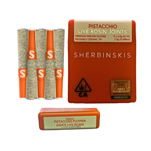 SHERBINSKIS "PISTACCHIO" LIVE ROSIN INFUSED PRE-ROLLS