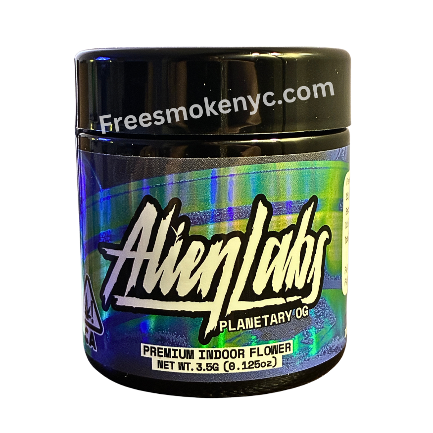 Jar of Alien Labs permanent Planetary OG with branding on a transparent background