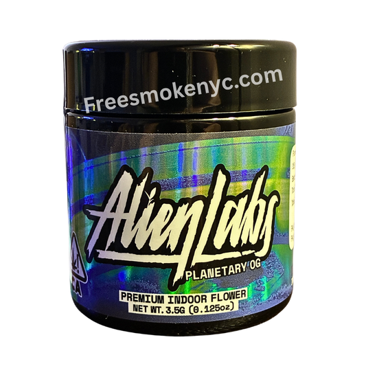 Jar of Alien Labs permanent Planetary OG with branding on a transparent background