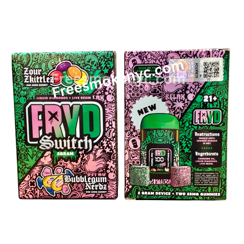 Fryd 2 gram disposable two flavors in one with two gummies edibles 