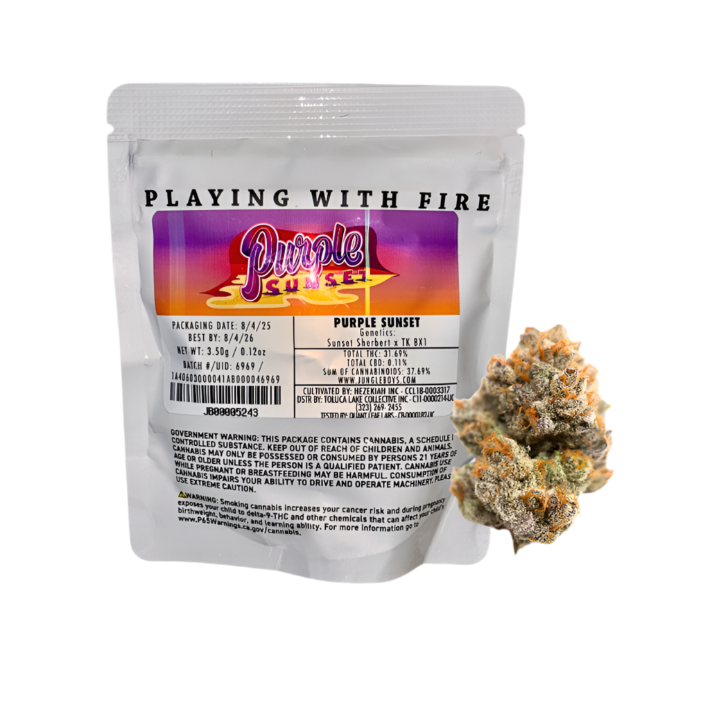 JUNGLE BOYS "PURPLE SUNSET" CANNABIS FLOWER; HYBRID STRAIN 