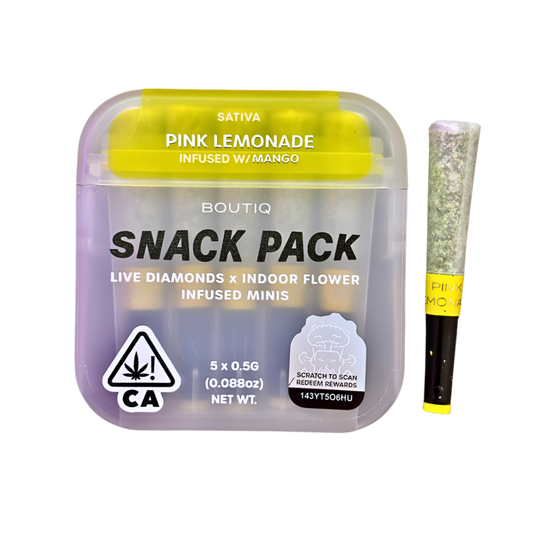 BOUTIQ “SNACK PACK” ”PINK LEMONADE ” INFUSED WITH “MANGO” PRE-ROLL PACK; SATIVA STRAIN