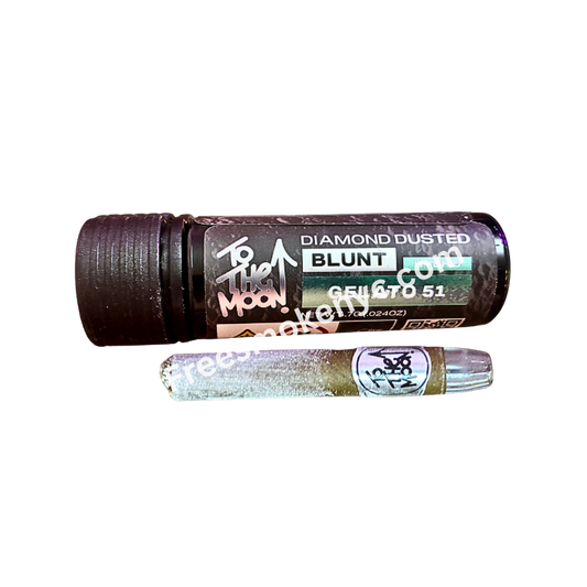 To the Moon Gelato 51 Diamond Dusted Blunt and packaging on a transparent background 