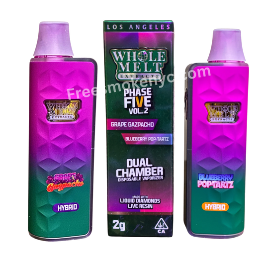 'Whole Melt Extracts' Grape Gazpacho and Blueberry Pop Tartz Disposable and packaging on a transparent background