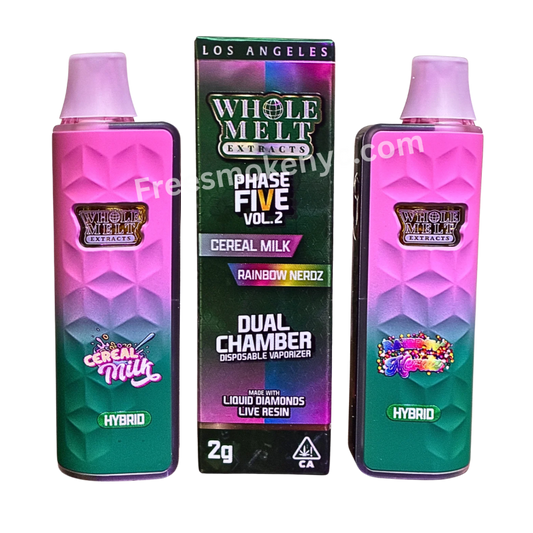 'Whole Melt Extracts' Cereal Milk and Rainbow Nerdz Disposable and packaging on a transparent background